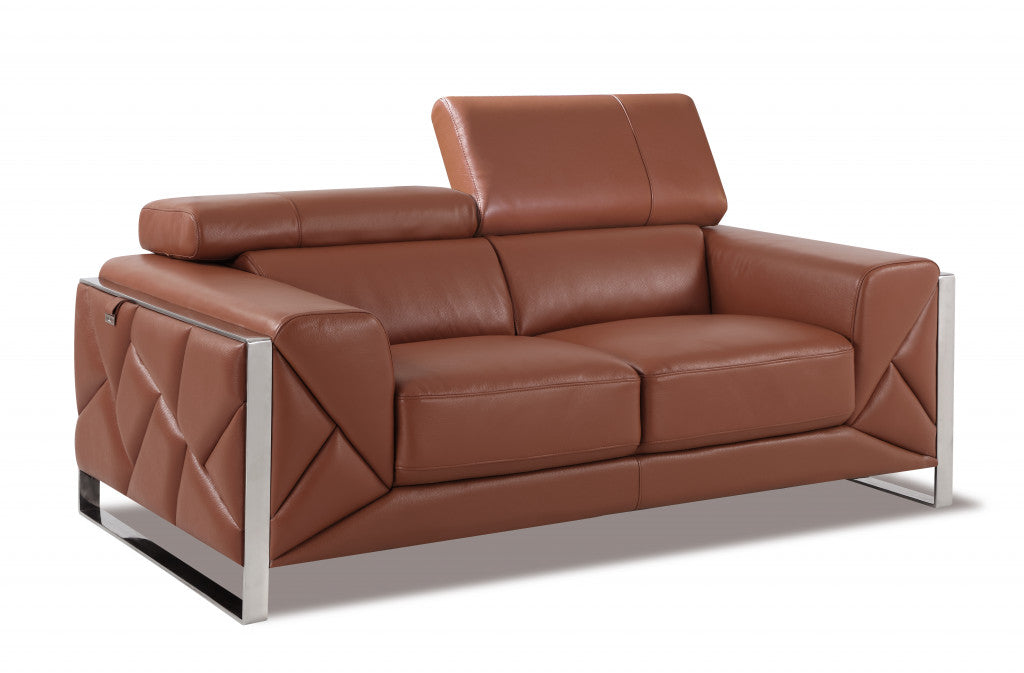 The Capri – Camel Italian Leather Loveseat