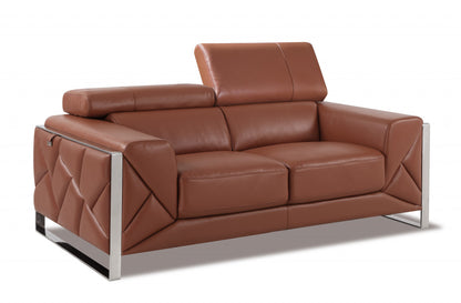 The Capri – Camel Italian Leather Loveseat
