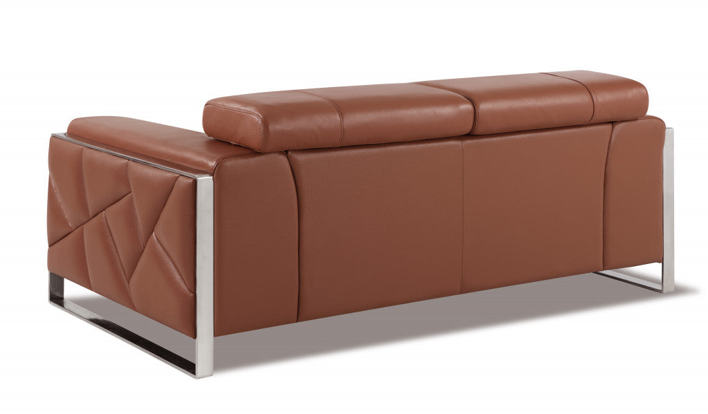 The Capri – Camel Italian Leather Loveseat