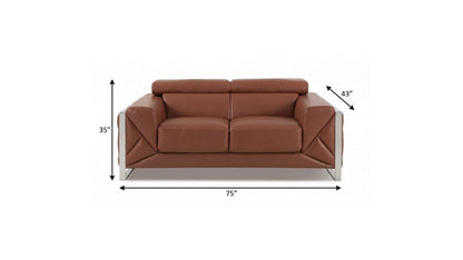 The Capri – Camel Italian Leather Loveseat
