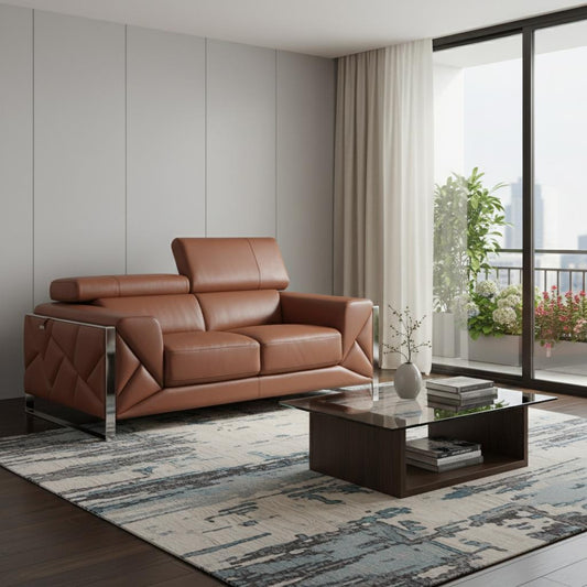 The Capri – Camel Italian Leather Loveseat