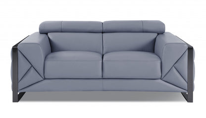 The Azure – Light Blue Italian Leather Loveseat