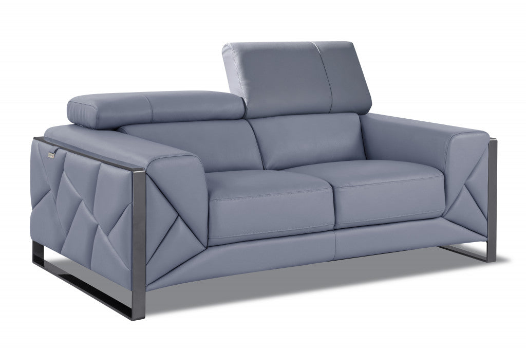 The Azure – Light Blue Italian Leather Loveseat