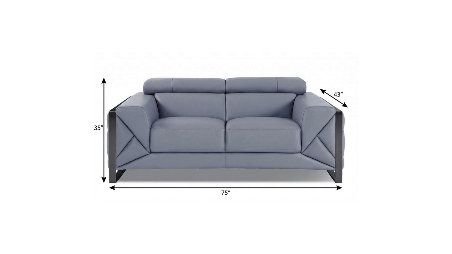 The Azure – Light Blue Italian Leather Loveseat