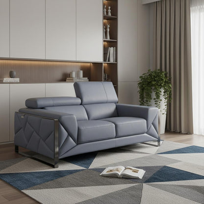 The Azure – Light Blue Italian Leather Loveseat