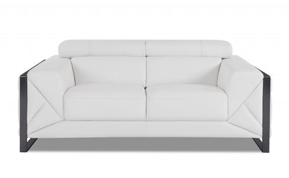 The Noir – White Italian Leather Loveseat
