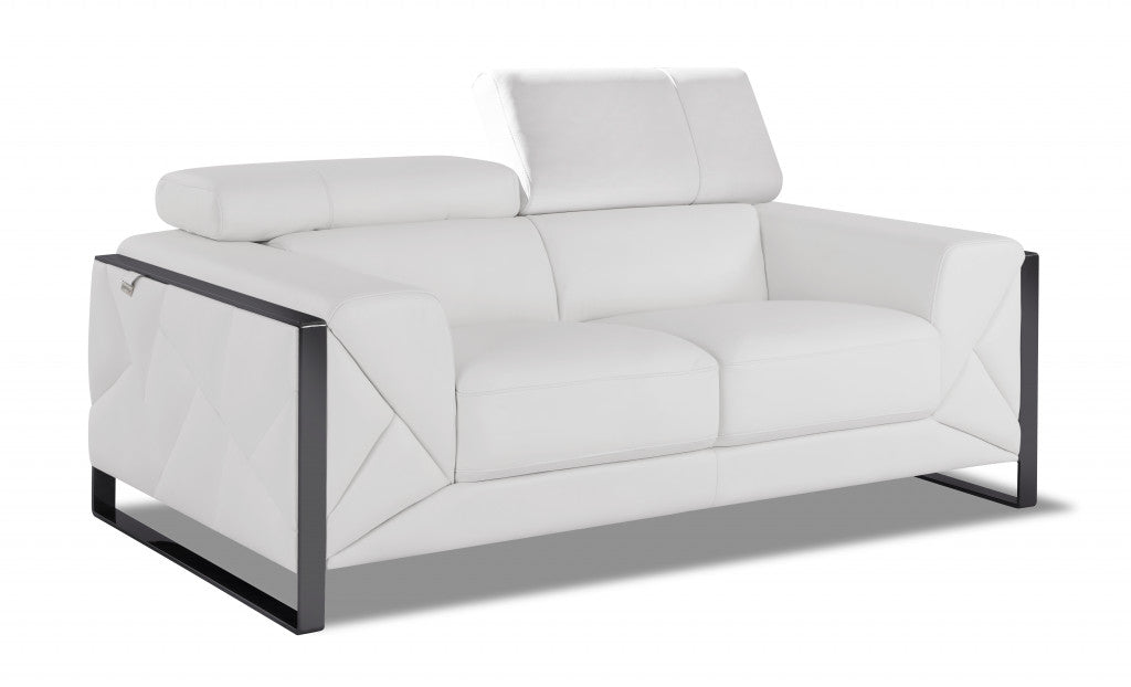 The Noir – White Italian Leather Loveseat