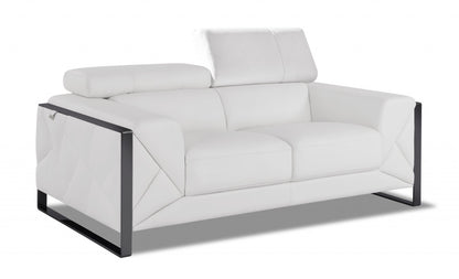 The Noir – White Italian Leather Loveseat