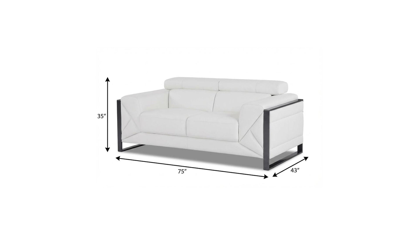 The Noir – White Italian Leather Loveseat