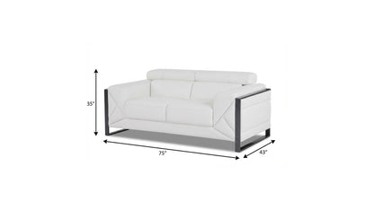 The Noir – White Italian Leather Loveseat