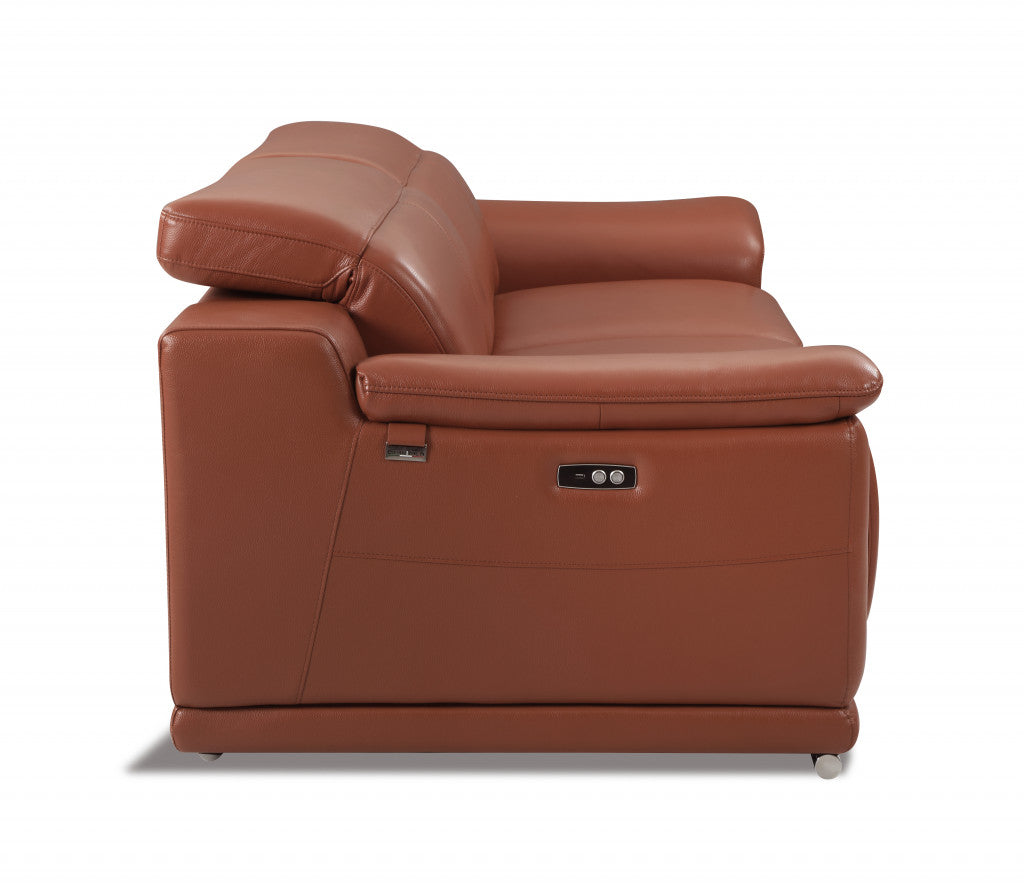 The Siena – Camel Italian Leather Power Reclining Loveseat