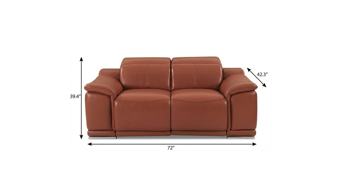 The Siena – Camel Italian Leather Power Reclining Loveseat