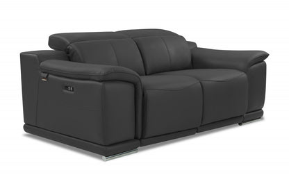 The Ashford – Gray Italian Leather Power Reclining Loveseat