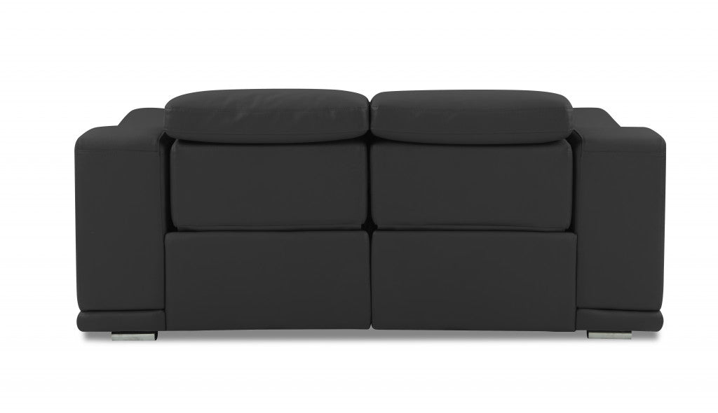 The Ashford – Gray Italian Leather Power Reclining Loveseat