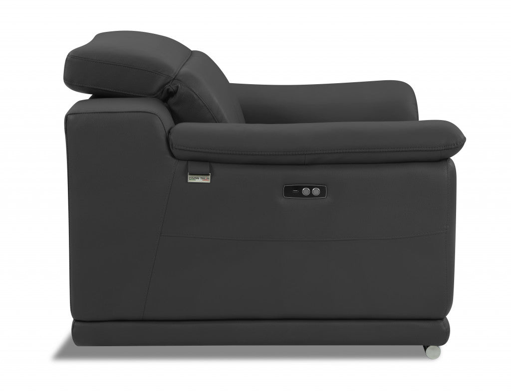 The Ashford – Gray Italian Leather Power Reclining Loveseat