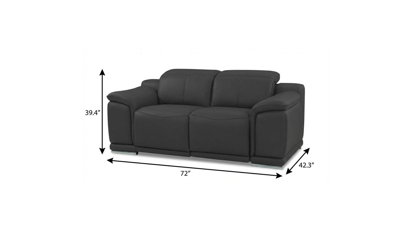 The Ashford – Gray Italian Leather Power Reclining Loveseat