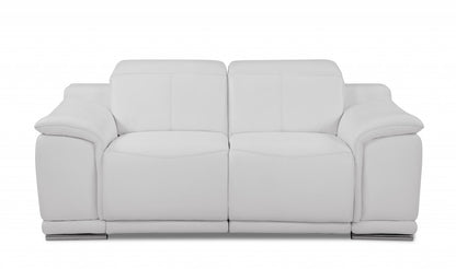 The Celeste – White Italian Leather Power Reclining Loveseat