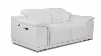 The Celeste – White Italian Leather Power Reclining Loveseat