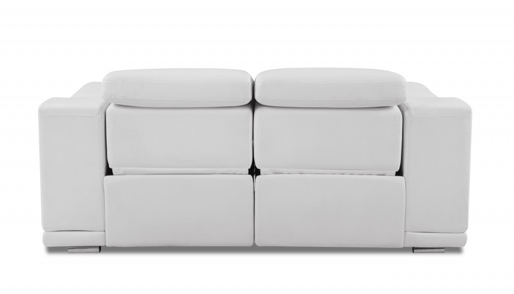 The Celeste – White Italian Leather Power Reclining Loveseat