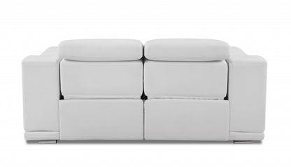 The Celeste – White Italian Leather Power Reclining Loveseat