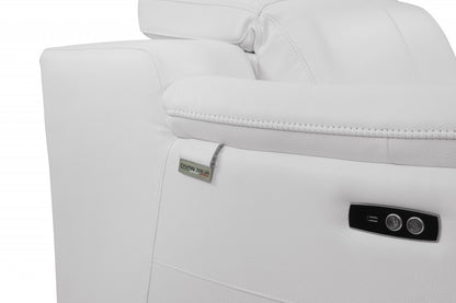 The Celeste – White Italian Leather Power Reclining Loveseat