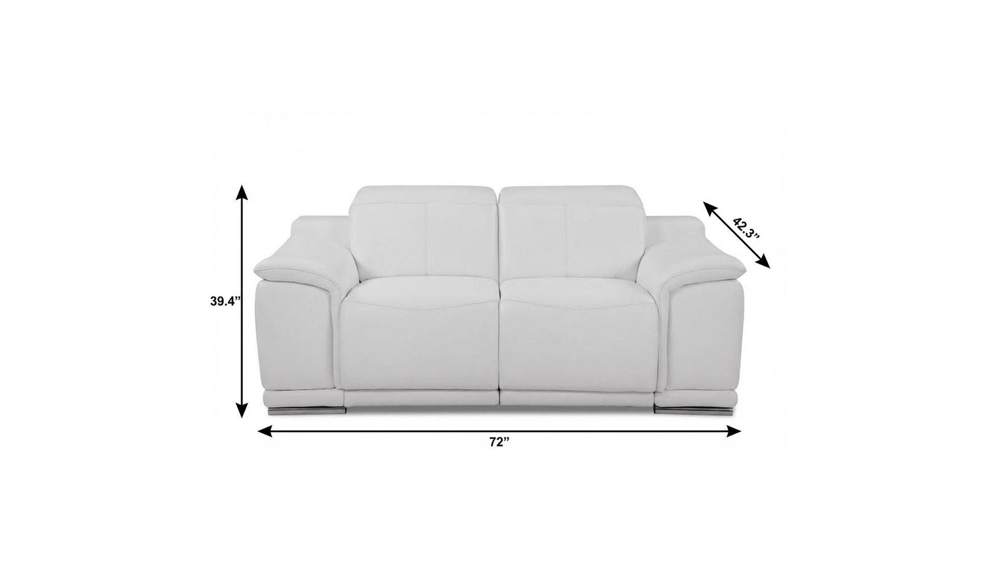 The Celeste – White Italian Leather Power Reclining Loveseat