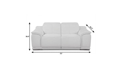 The Celeste – White Italian Leather Power Reclining Loveseat