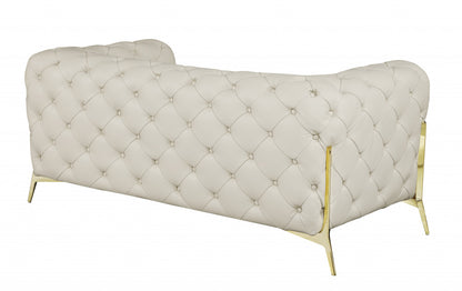 The Bellavue – Beige & Gold Italian Leather Loveseat