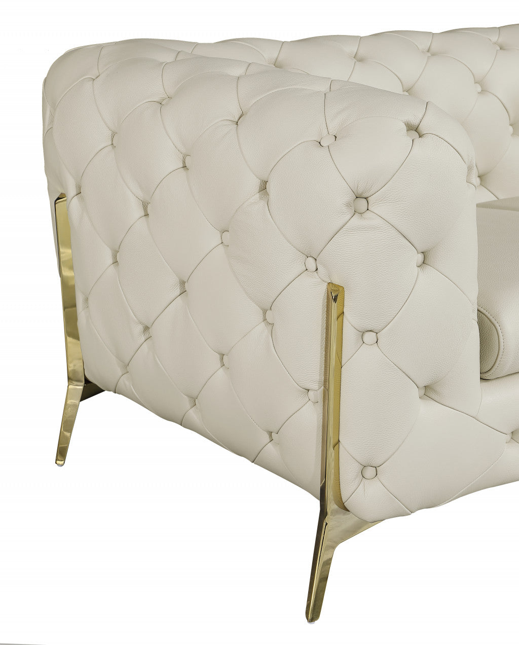 The Bellavue – Beige & Gold Italian Leather Loveseat