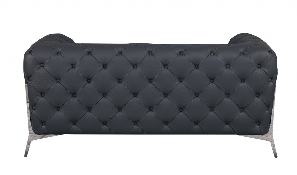 The Graylon – Gray & Silver Italian Leather Loveseat