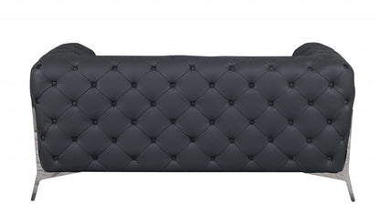 The Graylon – Gray & Silver Italian Leather Loveseat