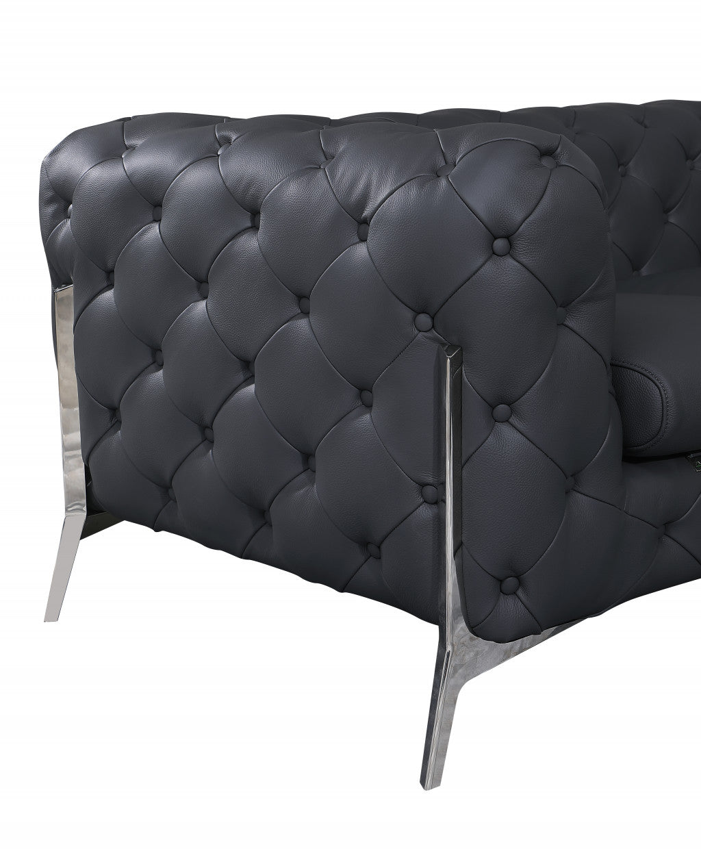The Graylon – Gray & Silver Italian Leather Loveseat