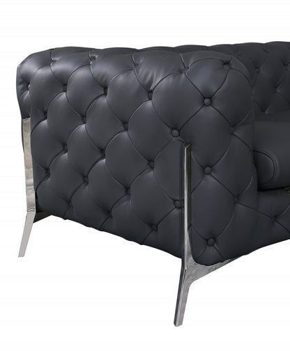 The Graylon – Gray & Silver Italian Leather Loveseat