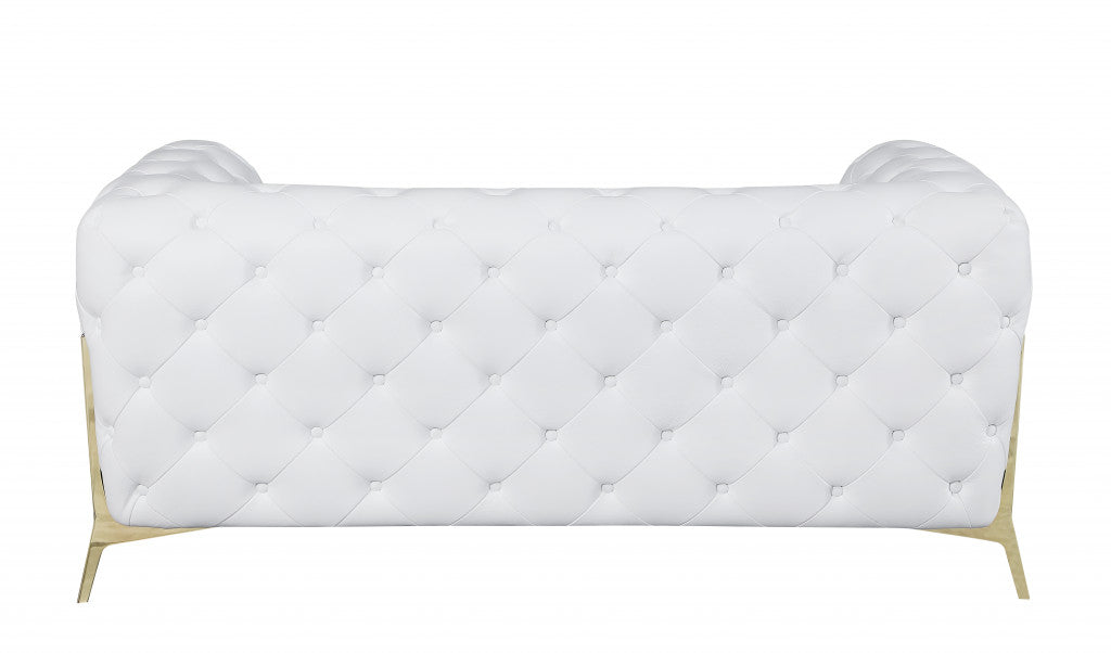 The Aurellia – White & Gold Italian Leather Loveseat