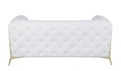 The Aurellia – White & Gold Italian Leather Loveseat