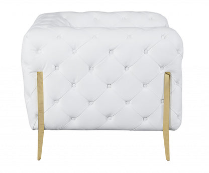 The Aurellia – White & Gold Italian Leather Loveseat