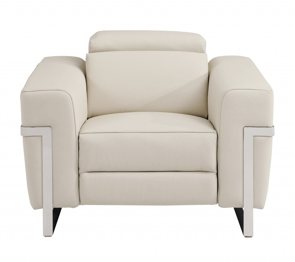 The Bellmont – Beige Italian Leather Power Recliner