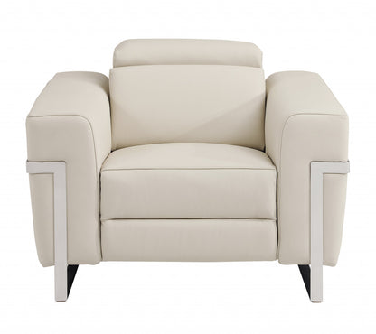 The Bellmont – Beige Italian Leather Power Recliner