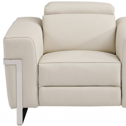 The Bellmont – Beige Italian Leather Power Recliner