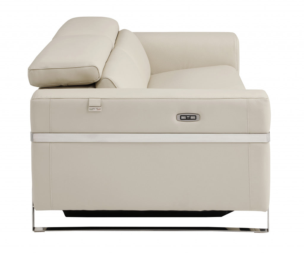 The Bellmont – Beige Italian Leather Power Recliner