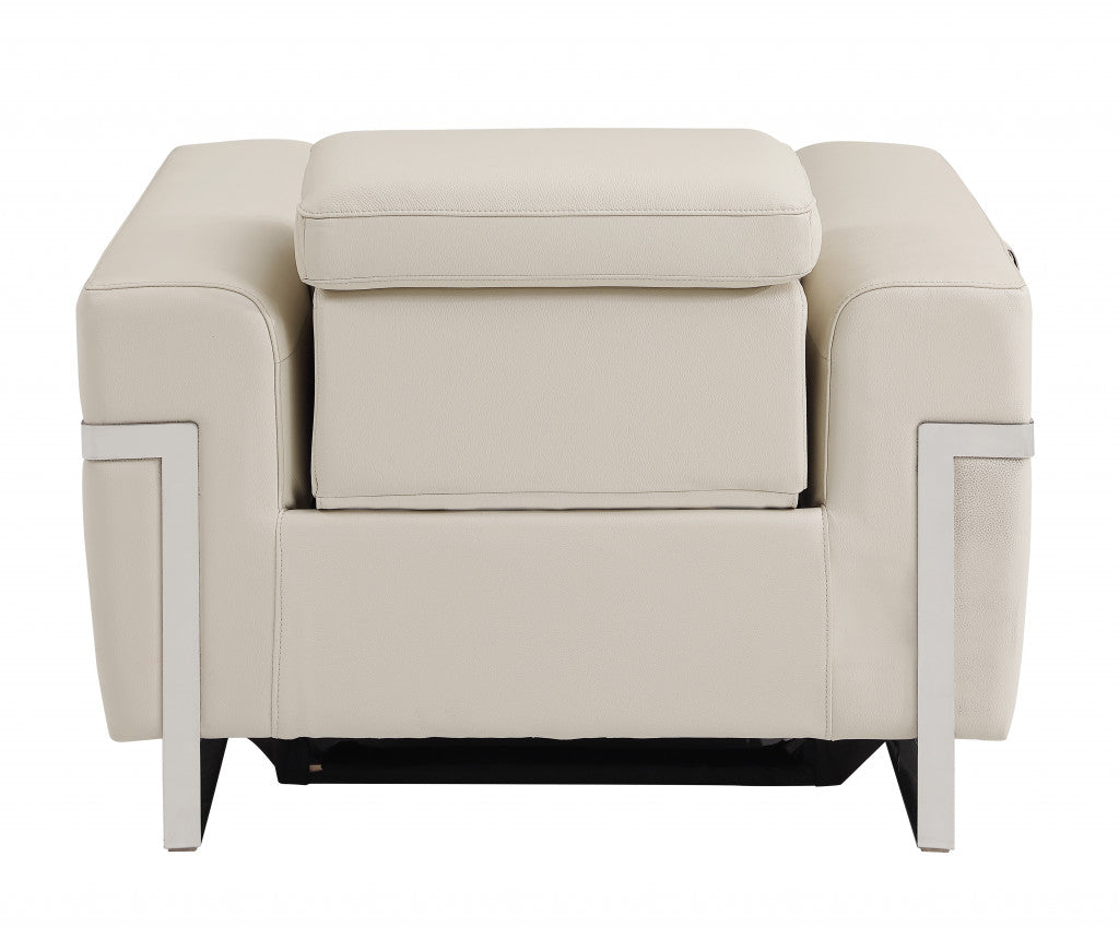 The Bellmont – Beige Italian Leather Power Recliner