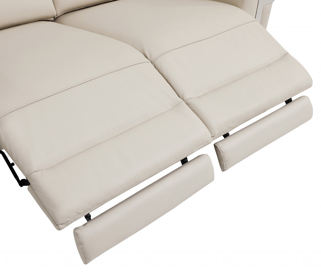 The Bellmont – Beige Italian Leather Power Recliner