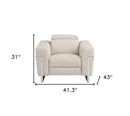 The Bellmont – Beige Italian Leather Power Recliner