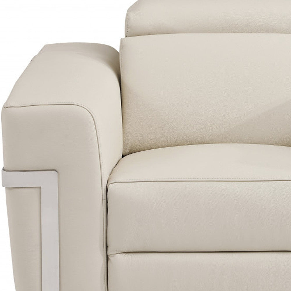 The Bellmont – Beige Italian Leather Power Recliner