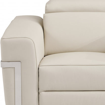 The Bellmont – Beige Italian Leather Power Recliner