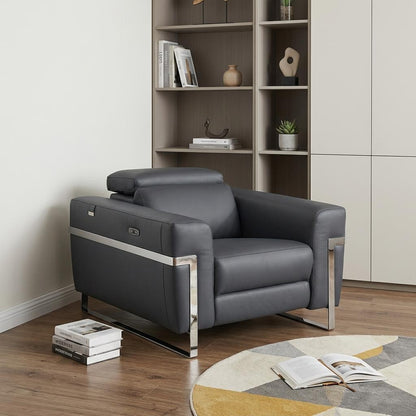 The Ashton – Dark Gray Italian Leather Power Recliner