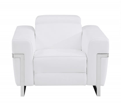 The Valmere – White Italian Leather Power Recliner