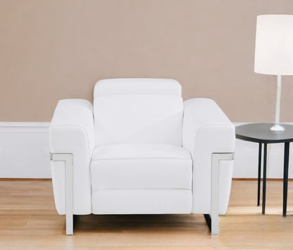 The Valmere – White Italian Leather Power Recliner