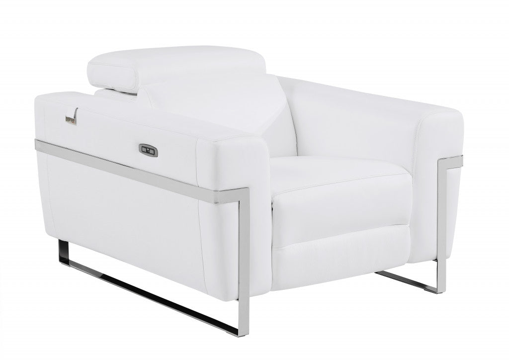 The Valmere – White Italian Leather Power Recliner