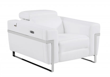 The Valmere – White Italian Leather Power Recliner